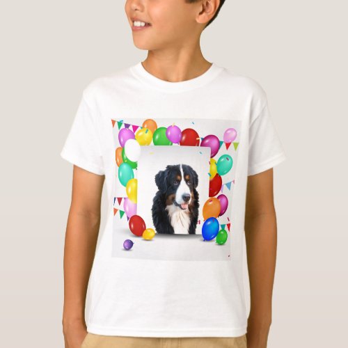 Bernese Mountain Dog Colorful Balloons Birthday T_Shirt