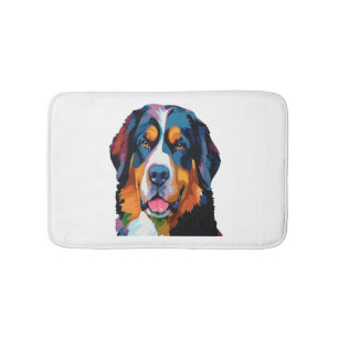 Bernese Mountain Dog Colorful  Bath Mat