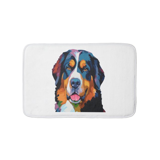 Bernese Mountain Dog Colorful  Bath Mat (Front)