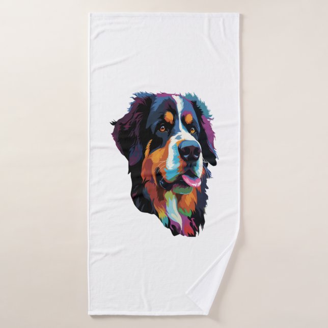 Bernese Mountain Dog Colorful  Bath Towel (Bath Towel)