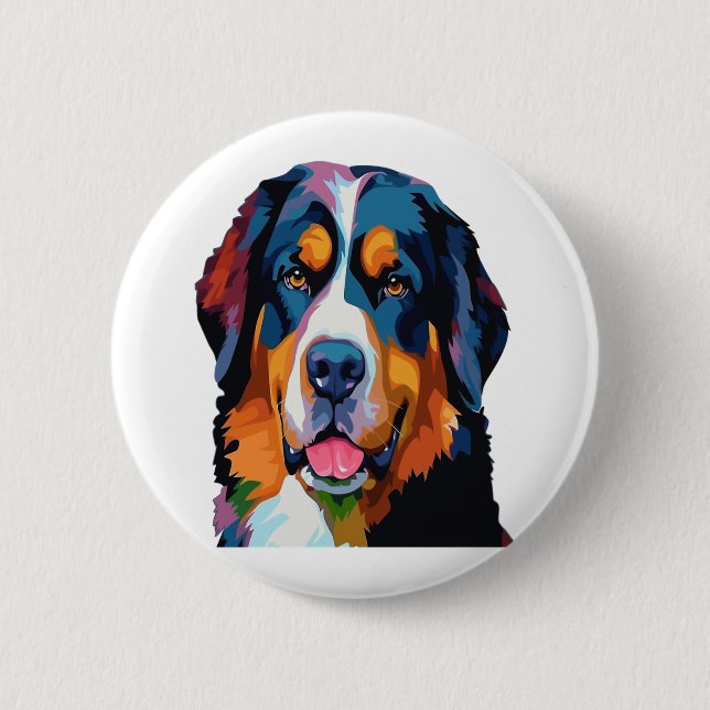 Bernese Mountain Dog Colorful  Button (Front)