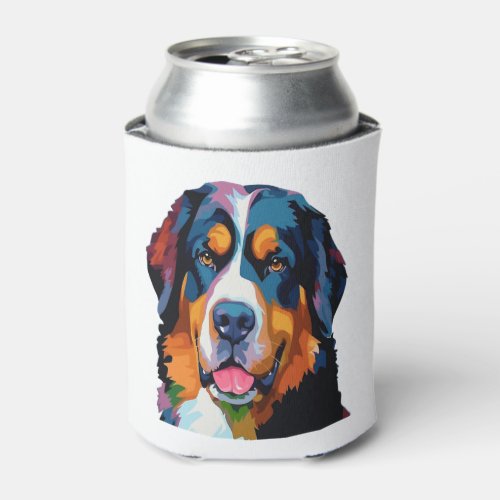 Bernese Mountain Dog Colorful  Can Cooler