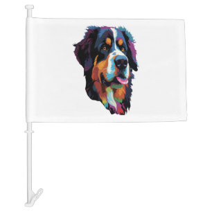 Bernese Mountain Dog Colorful Car Flag