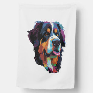Bernese Mountain Dog Colorful  House Flag