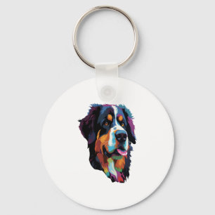 Bernese Mountain Dog Colorful  Keychain