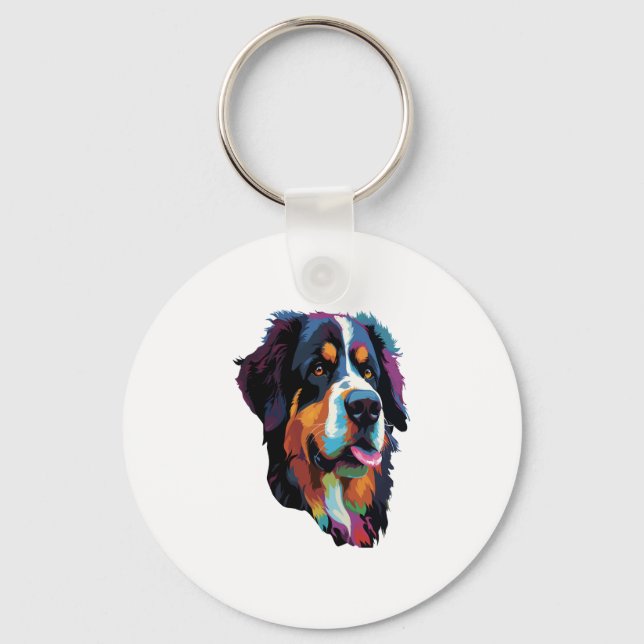 Bernese Mountain Dog Colorful  Keychain (Front)