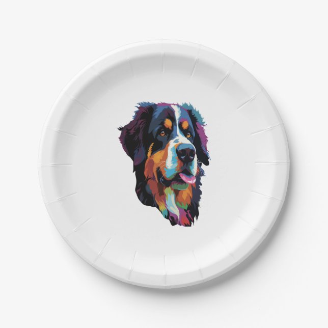 Bernese Mountain Dog Colorful  Paper Plates (Front)