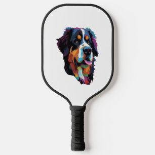 Bernese Mountain Dog Colorful Pickleball Paddle