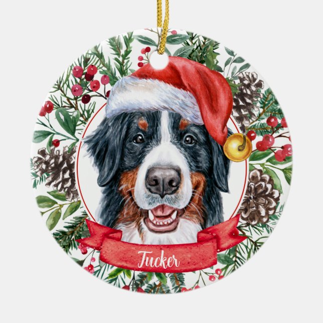Bernese Mountain Dog Custom Christmas Ornament (Front)