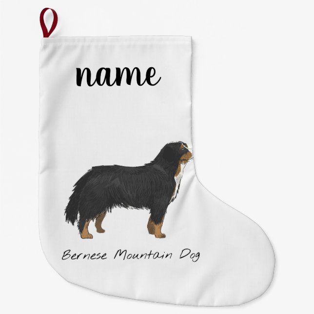 bernese mountain dog customizable christmas large christmas stocking (Front)