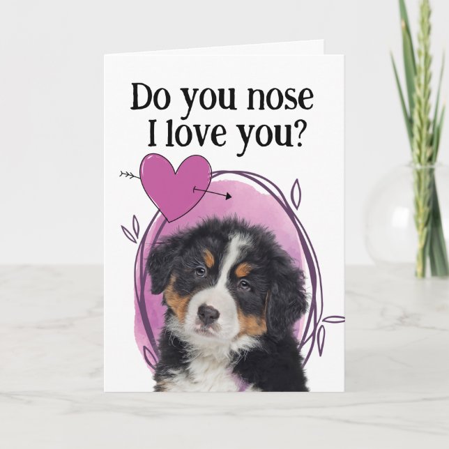 Bernese Mountain Dog Customized Valentine's Day  Holiday Card (Front)