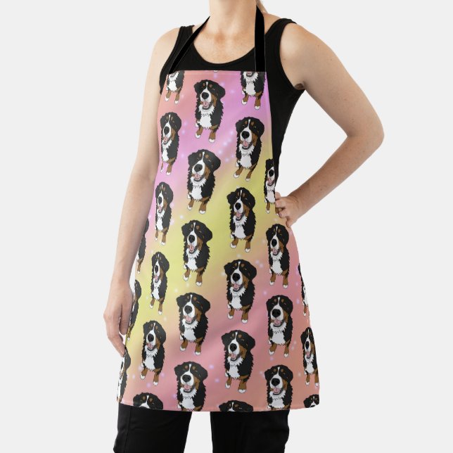 Bernese Mountain Dog Cute pink galaxy Apron (Insitu)