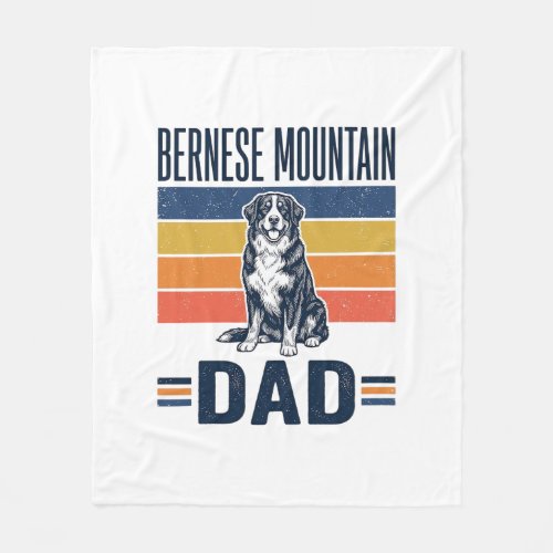 Bernese Mountain Dog Dad Vintage Vector Design_1 Fleece Blanket