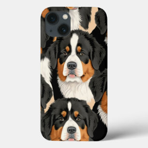 Bernese Mountain Dog Decorative Seamless Pattern iPhone 13 Case