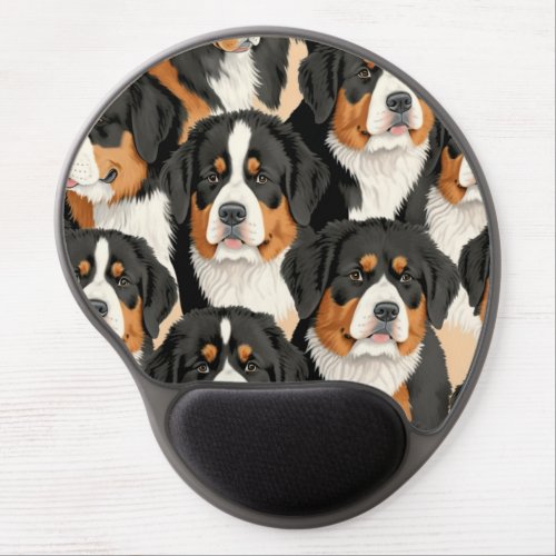 Bernese Mountain Dog Decorative Seamless Pattern Gel Mouse Pad