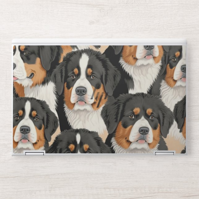 Bernese Mountain Dog Decorative Seamless Pattern HP Laptop Skin (Front)