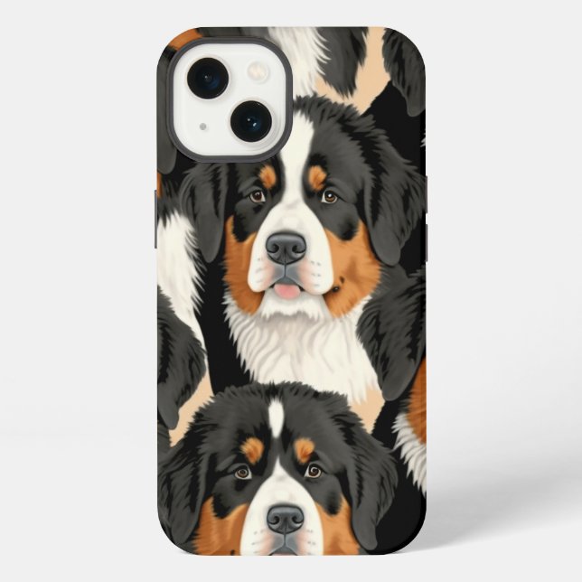 Bernese Mountain Dog Decorative Seamless Pattern Iphone Case (Back)