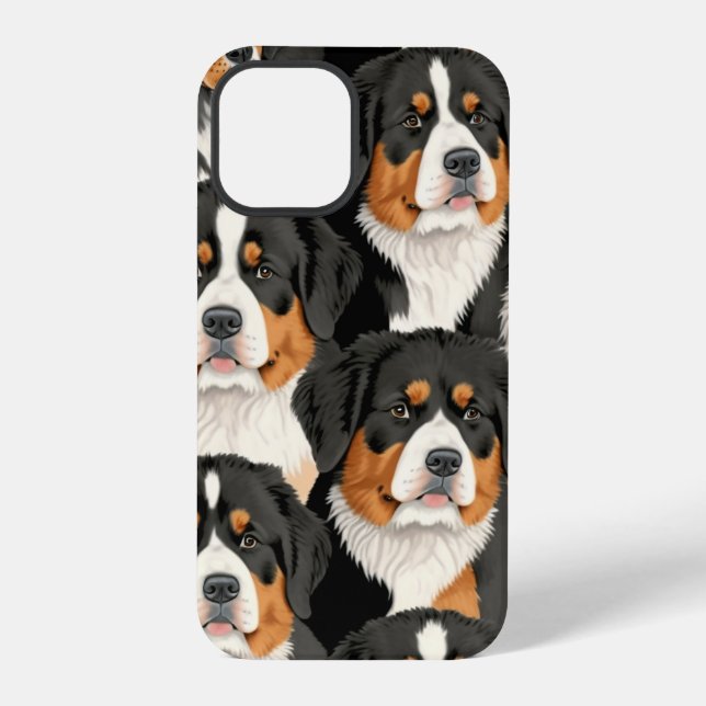 Bernese Mountain Dog Decorative Seamless Pattern iPhone Case (Back)