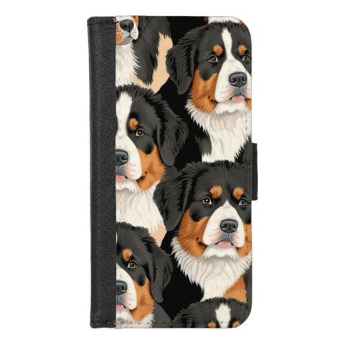 Bernese Mountain Dog Decorative Seamless Pattern iPhone 87 Wallet Case