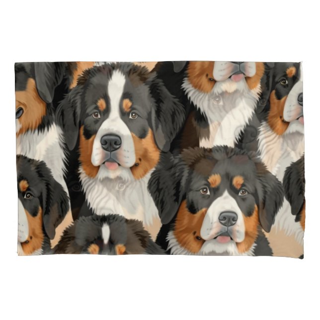 Bernese Mountain Dog Decorative Seamless Pattern Pillow Case (Front)