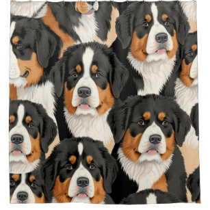Bernese Mountain Dog Decorative Seamless Pattern Shower Curtain