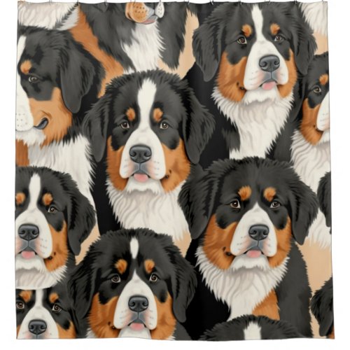 Bernese Mountain Dog Decorative Seamless Pattern Shower Curtain