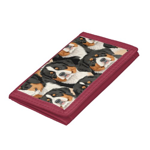 Bernese Mountain Dog Decorative Seamless Pattern Trifold Wallet