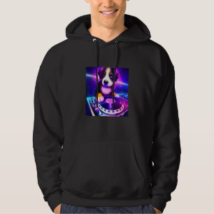Bernese Mountain dog DJ Vaporwave Aesthetic Boys Hoodie