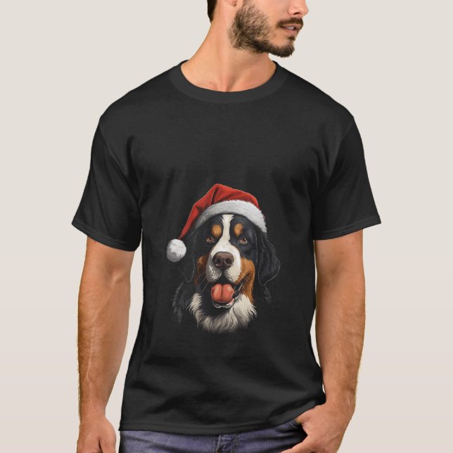 Bernese mountain dog dog dogs Christmas walk V Nec T-Shirt (Front)