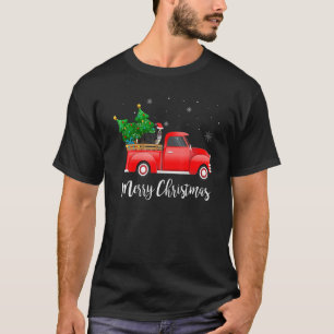 Bernese Mountain Dog Dog Riding Red Truck Christma T-Shirt