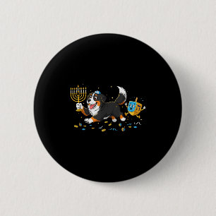 Bernese Mountain Dog Dreidel Menorah Hanukkah Wome Button