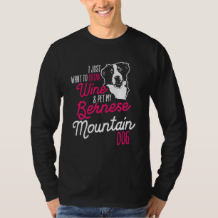 Bernese Mountain Dog Drinking Dog Mom Wine Mom Gif T-Shirt