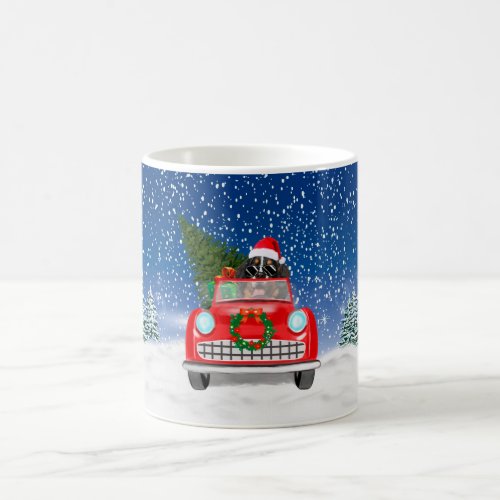 Bernese Mountain Dog Driving Car In Snow Christmas Coffee Mug