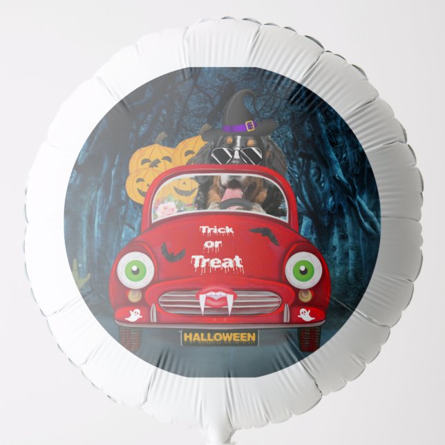 Bernese Mountain Dog Driving Car Scary Halloween  Balloon (Front)