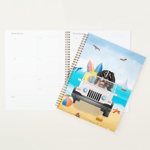 bernese mountain Dog Driving on Beach Planner