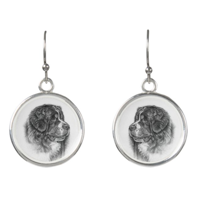 Bernese Mountain Dog Earrings (Front)