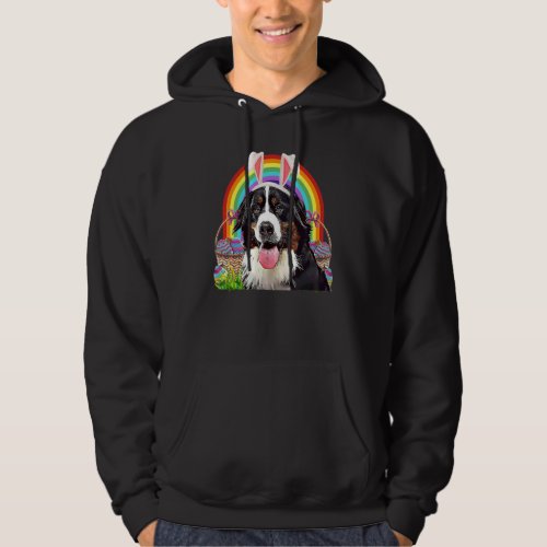 Bernese Mountain Dog  Easter Bunny Egg Hunt Rainbo Hoodie