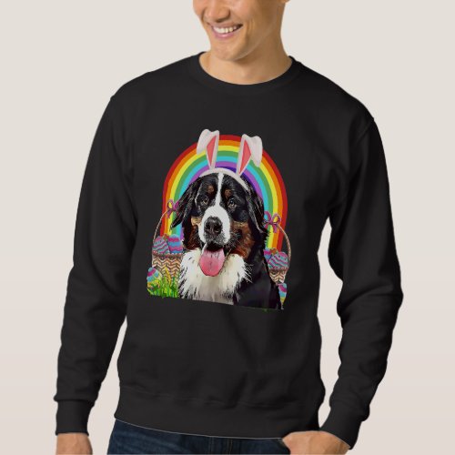 Bernese Mountain Dog  Easter Bunny Egg Hunt Rainbo Sweatshirt