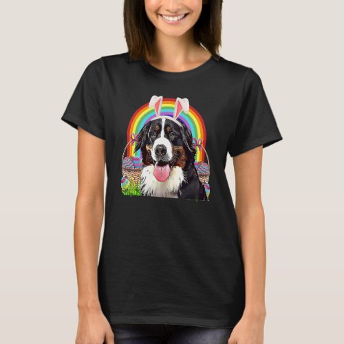 Bernese Mountain Dog  Easter Bunny Egg Hunt Rainbo T_Shirt