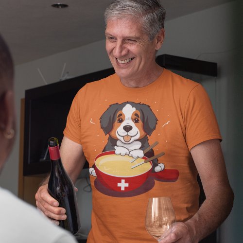 Bernese Mountain Dog Eating Fondue T_Shirt