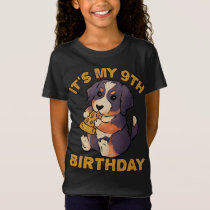 Bernese Mountain Dog Eating Pizza It's My 9th Birt T-Shirt