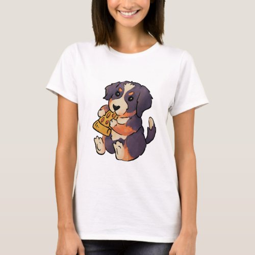 Bernese Mountain Dog Eats Pizza T_Shirt