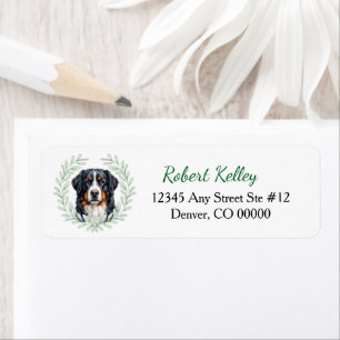 Bernese Mountain Dog Eucalyptus Leaf Wreath Label