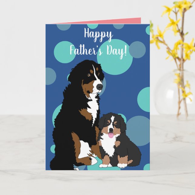 Bernese Mountain Dog Fathers Day Card (Yellow Flower)