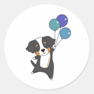 Bernese Mountain Dog Flies With Balloons Sweet Classic Round Sticker