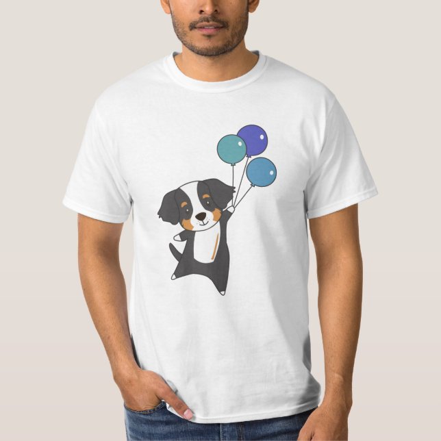 Bernese Mountain Dog Flies With Balloons Sweet T-Shirt (Front)