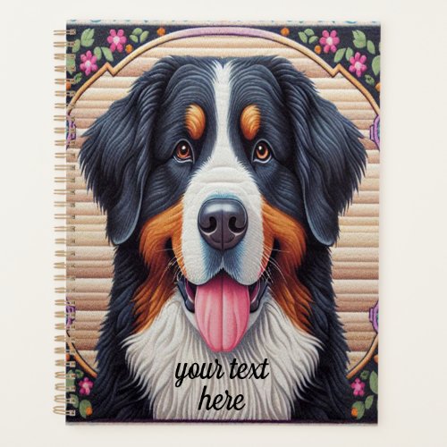 Bernese Mountain Dog Floral Colorful Border Planner