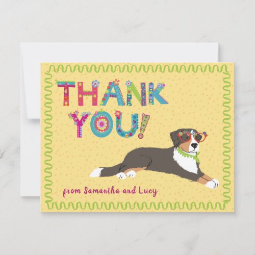 Bernese Mountain Dog Floral Letters       Thank You Card