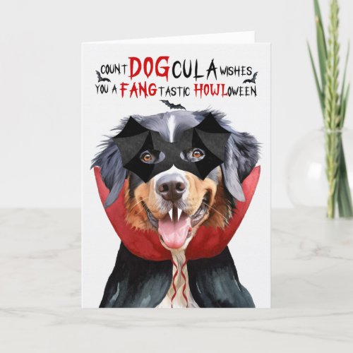 Bernese Mountain Dog Funny Count DOGcula Halloween Holiday Card