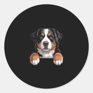Bernese Mountain Dog Funny Peeking Cket Berner Pup Classic Round Sticker
